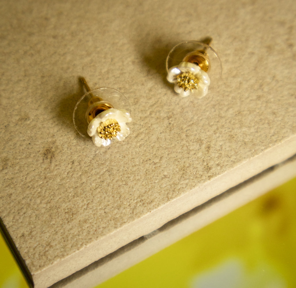 White Blossom Stud Earrings