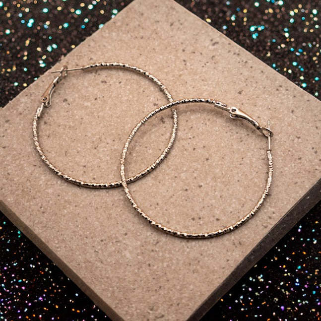 Textured Silver Hoops