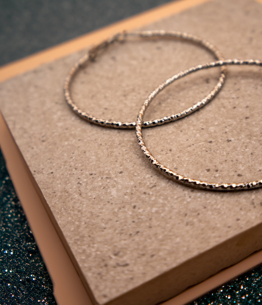 Textured Silver Hoops