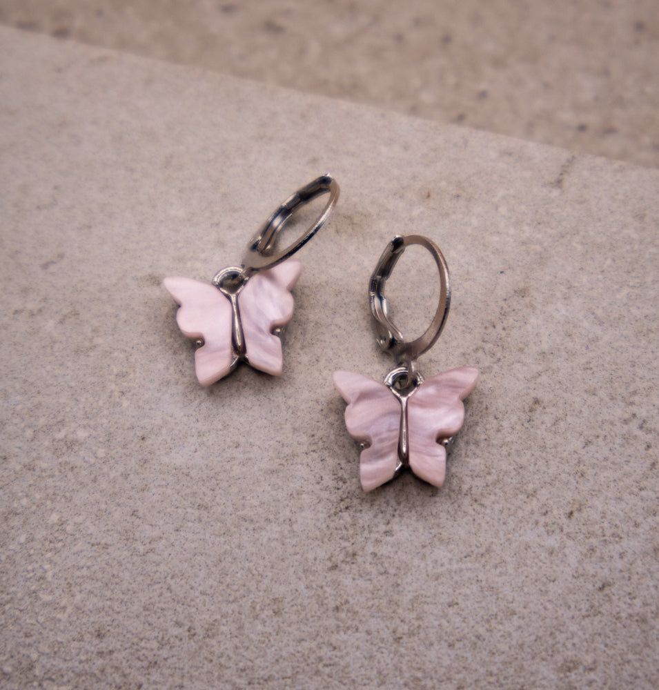 Pink Butterfly Drop Earrings