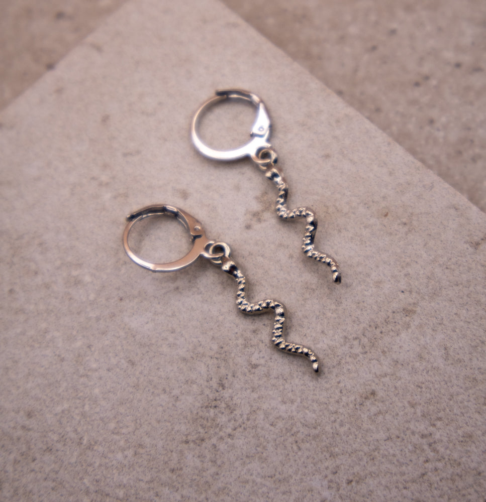 Silver Snake Earrings