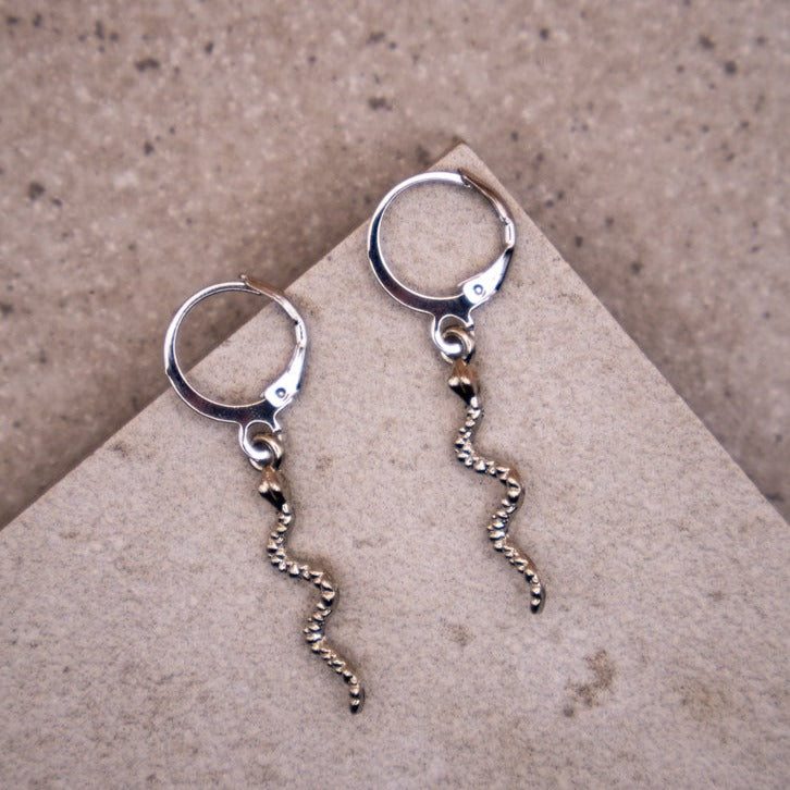 Silver Snake Earrings