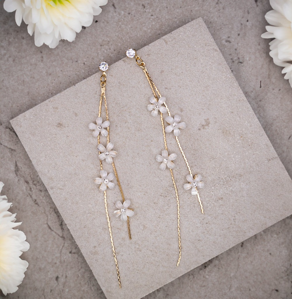 Long Floral Drop Earrings