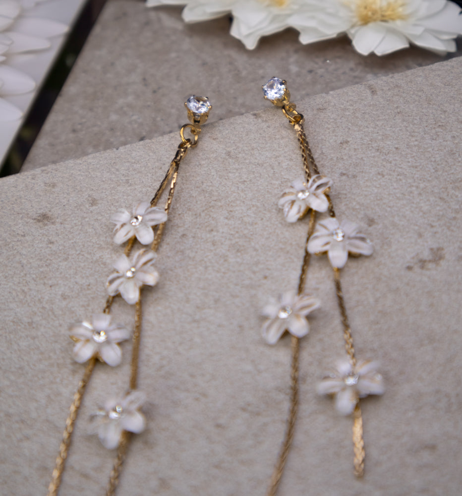 Long Floral Drop Earrings