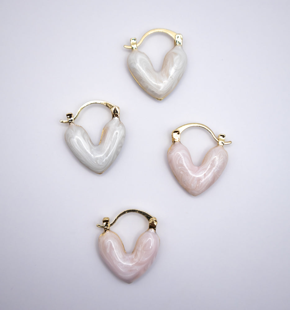 Korean-Style Pearly Heart Earrings