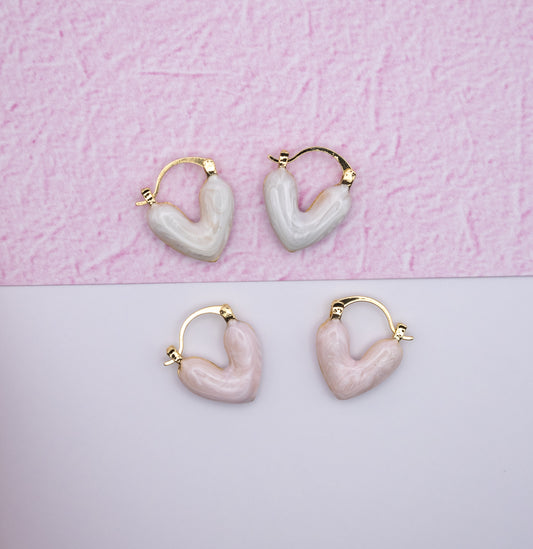 Korean-Style Pearly Heart Earrings