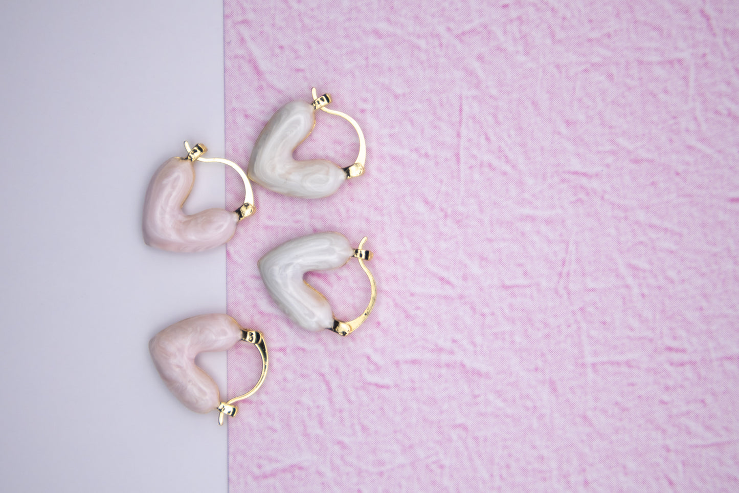 Korean-Style Pearly Heart Earrings