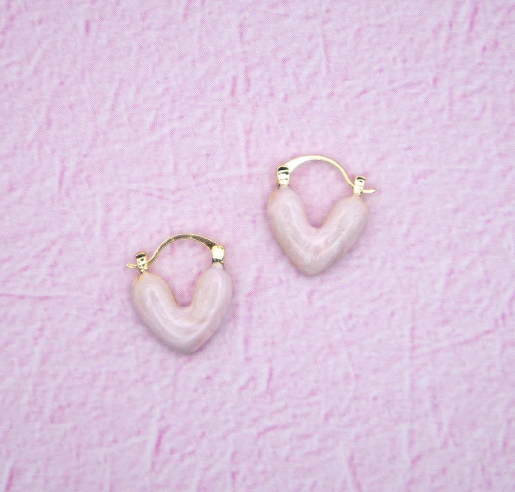 Korean-Style Pearly Heart Earrings