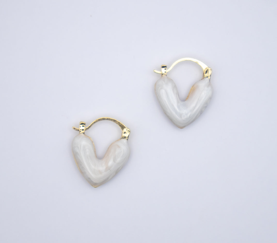 Korean-Style Pearly Heart Earrings