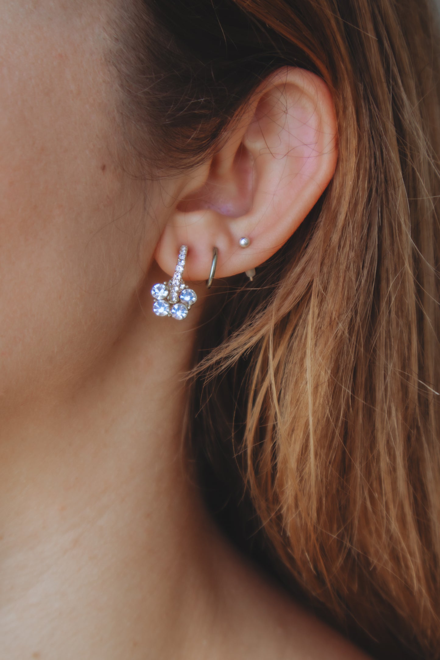 Sparkly Floral Half Hoops