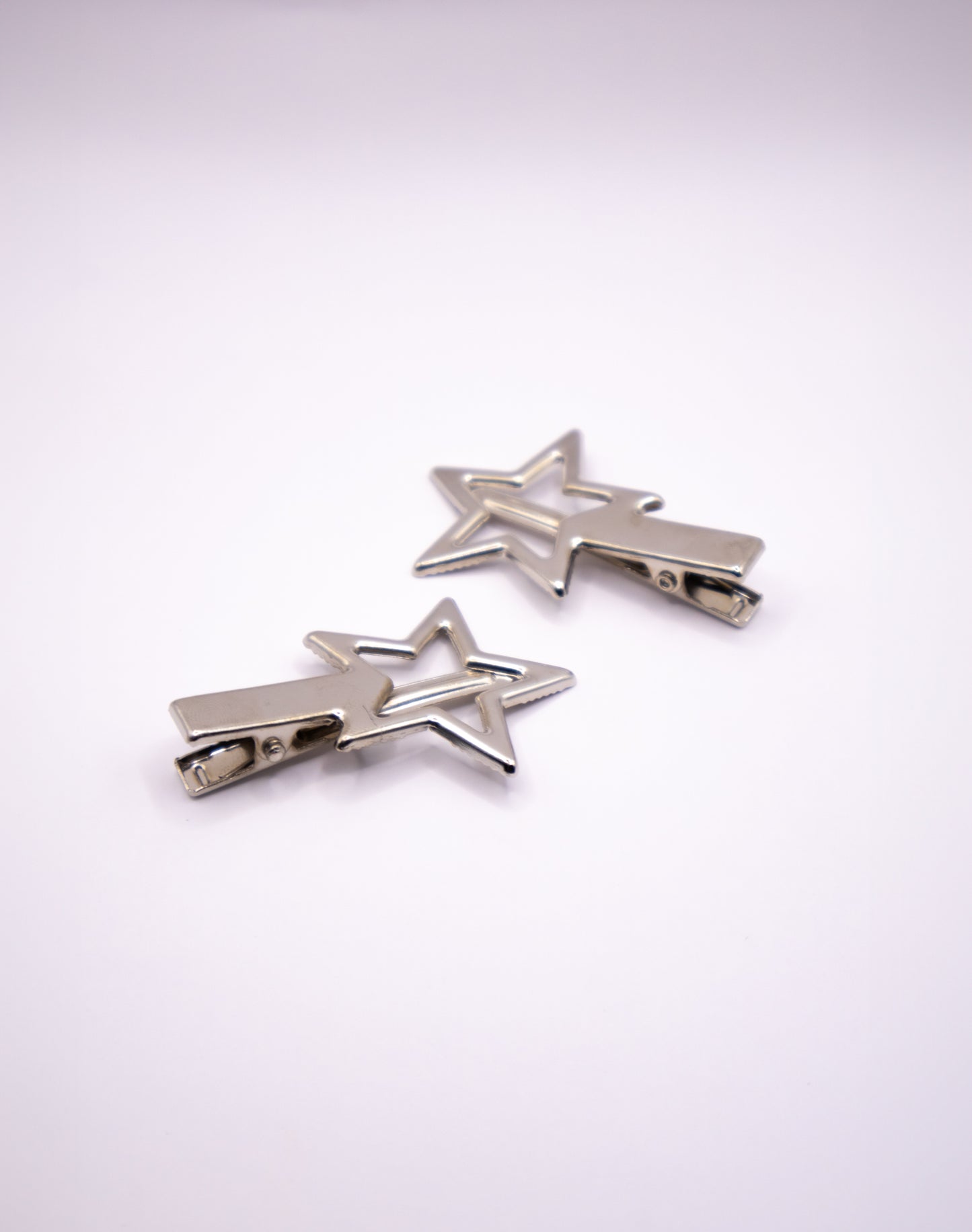 Silver Star Hair Clips - 2pc