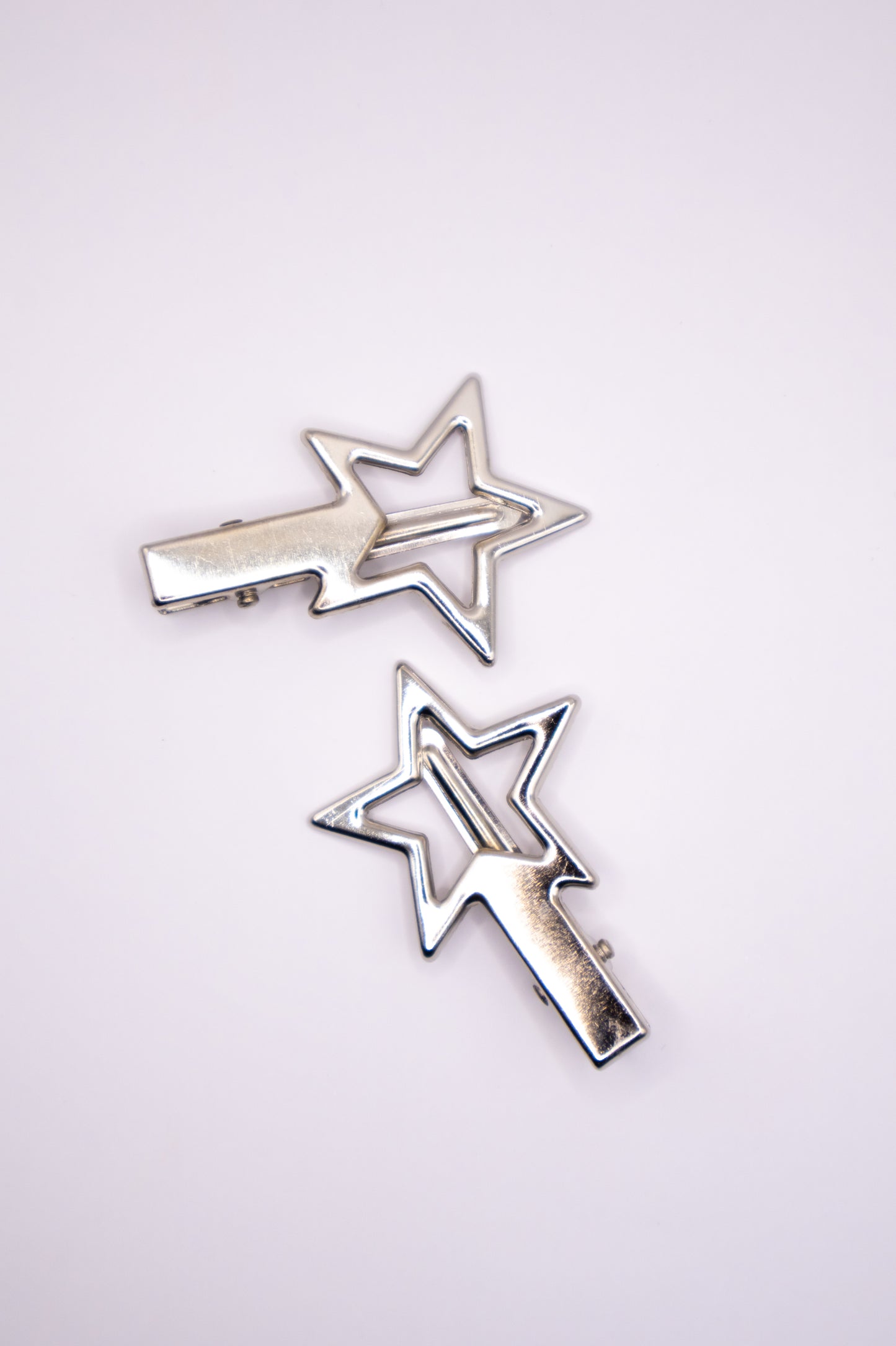 Silver Star Hair Clips - 2pc