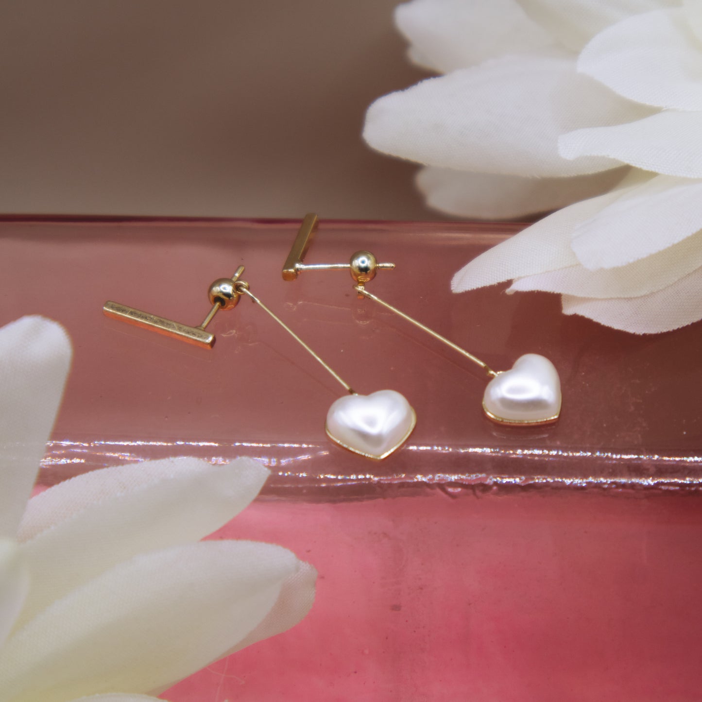 Delicate Pearly Heart Drop Earrings (wear 2 ways!)