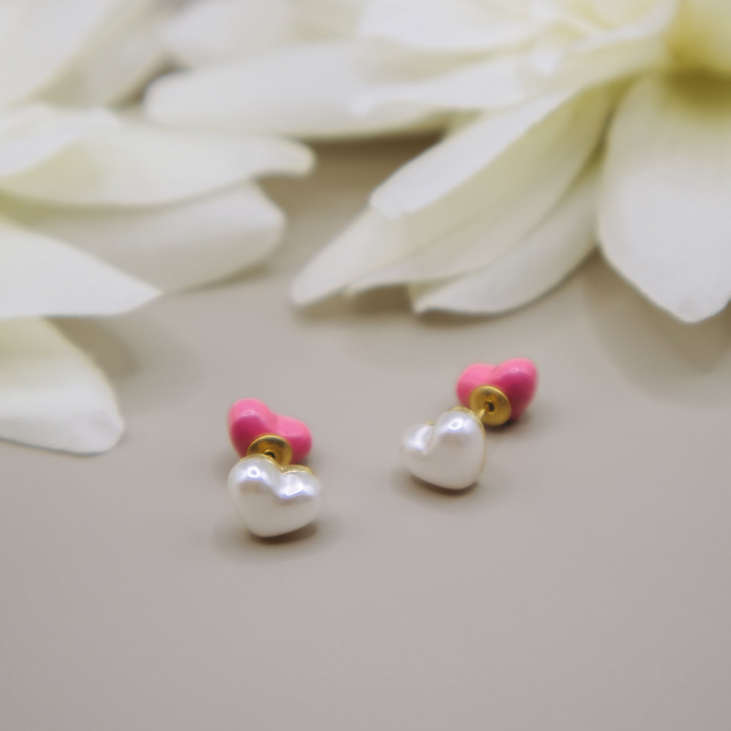 Pink and Pearl Reversible Stud Earrings (wear 2 ways!)