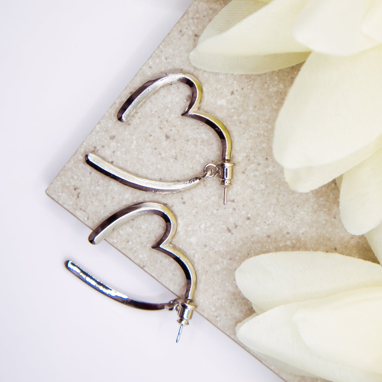 Silver Heart Split Earrings