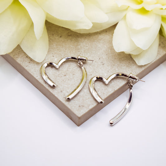 Silver Heart Split Earrings