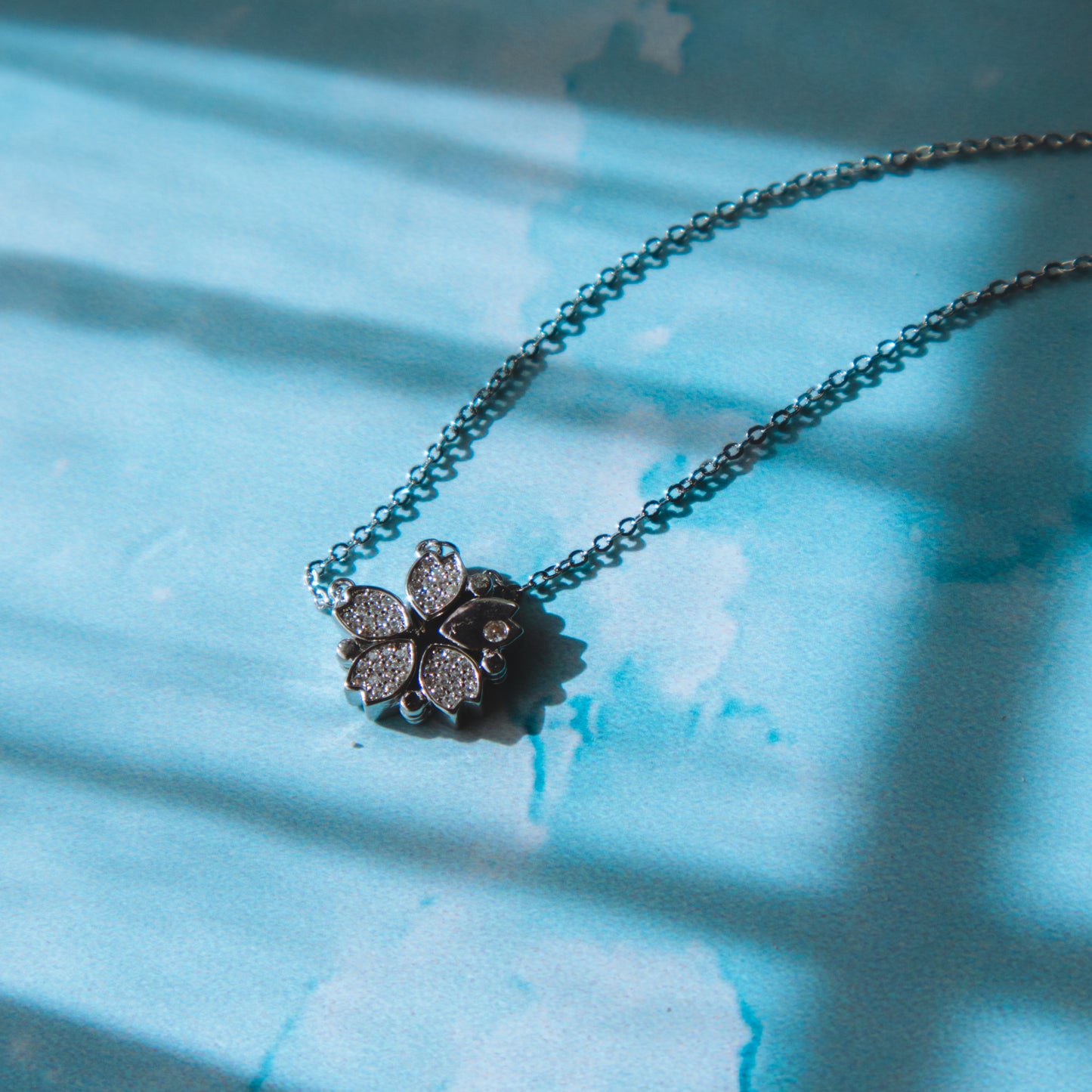 Silver Magnetic Cherry Blossom Necklace