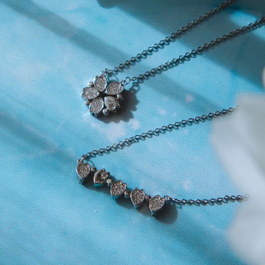 Silver Magnetic Cherry Blossom Necklace