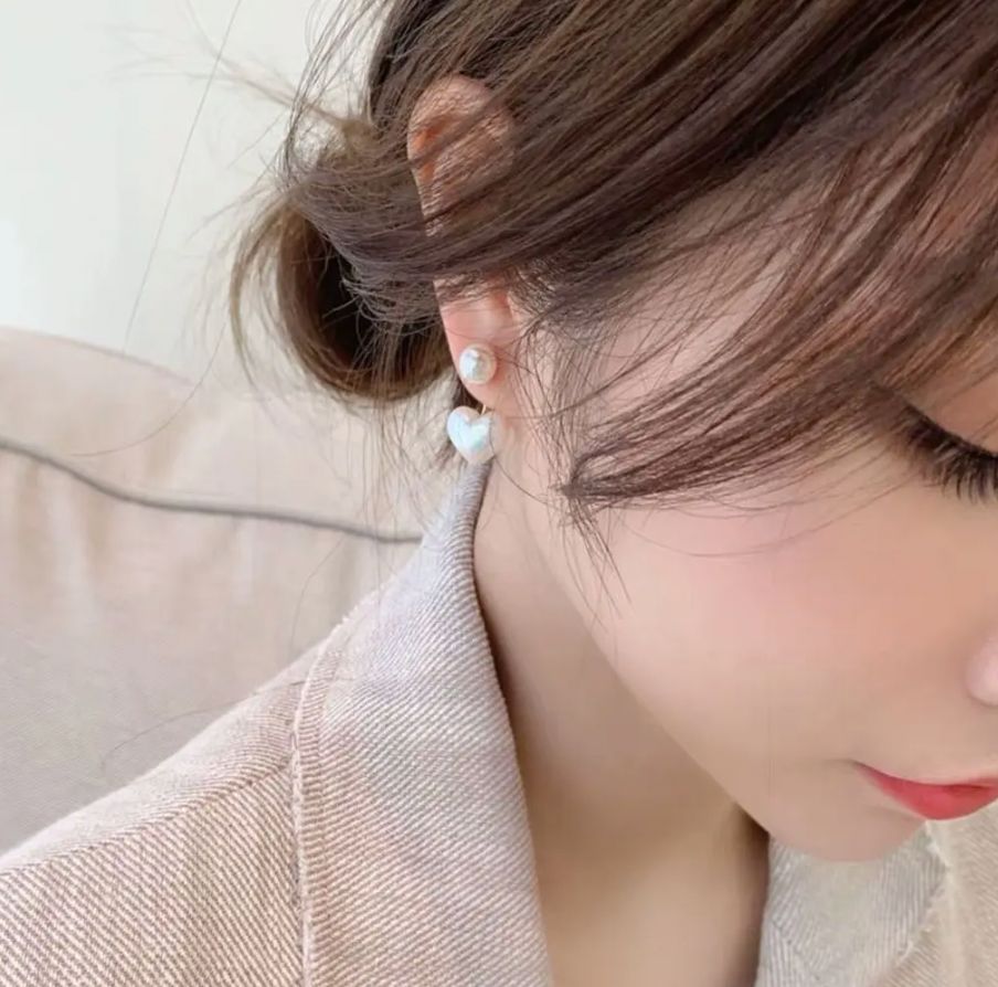 Pearly Heart Earrings