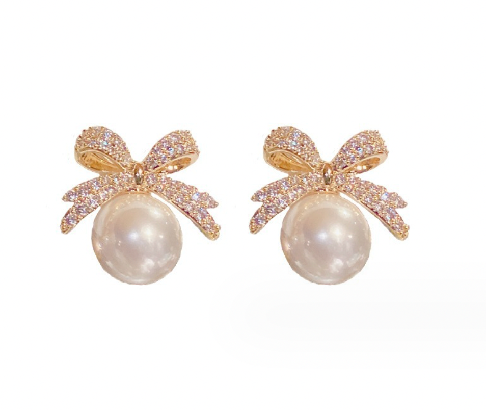 Pearly Bow Earrings