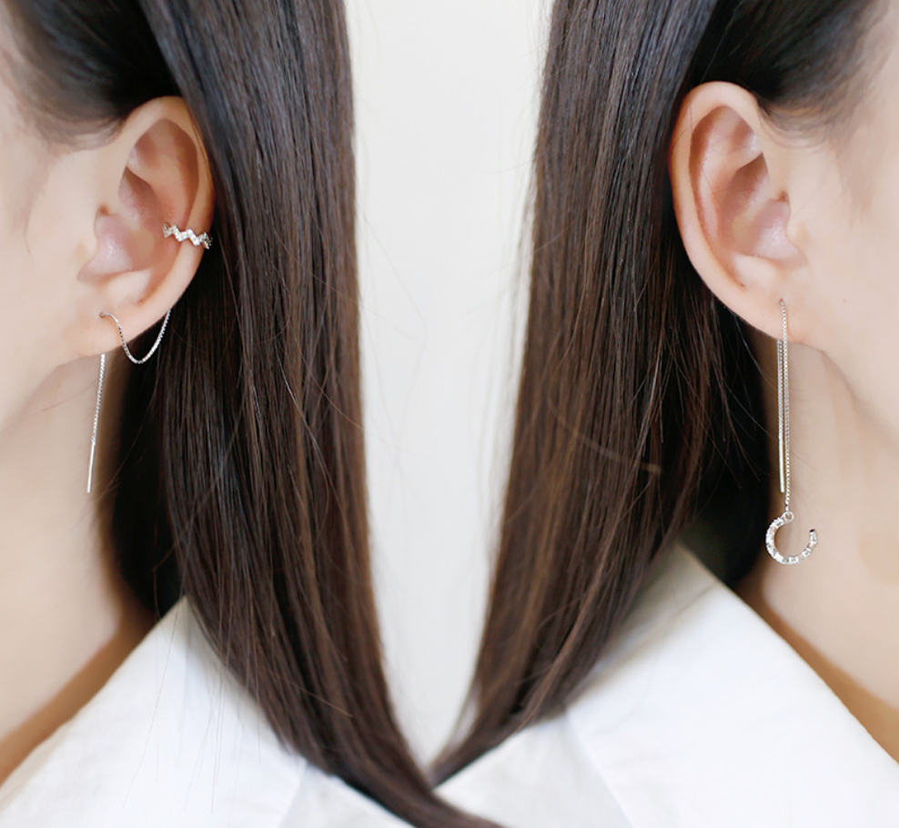 Single Silver Ear Cuff and Chain