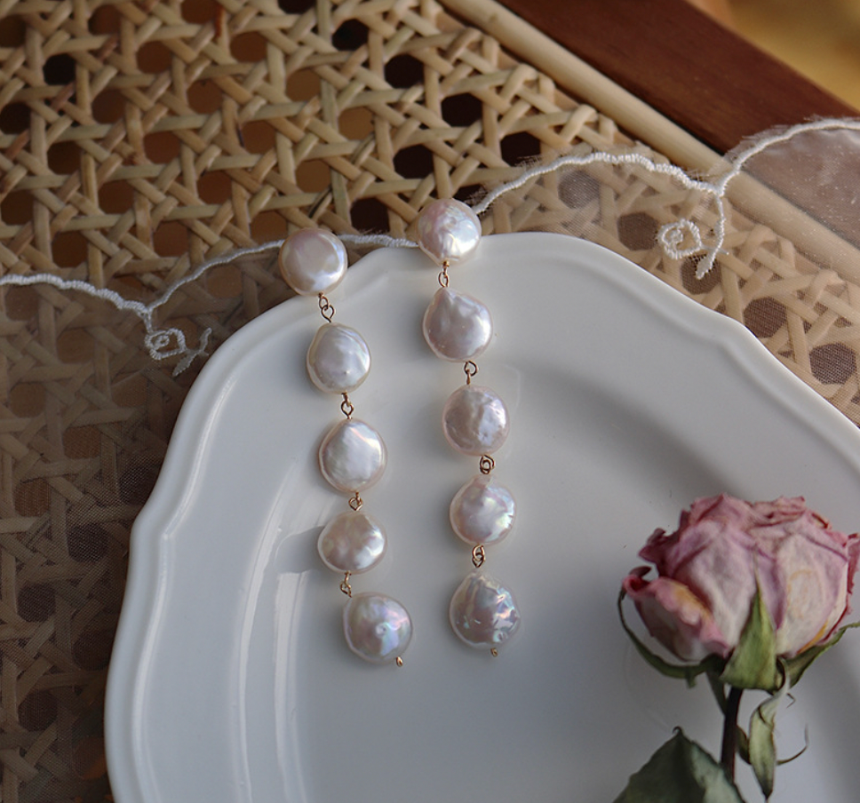 Long Pearl Drop Earrings