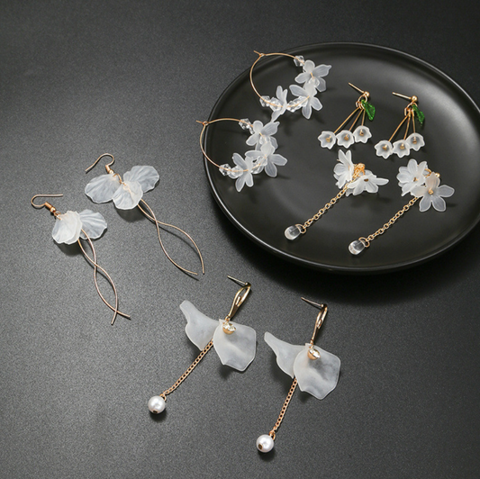 White Floral Earrings (Various Styles)