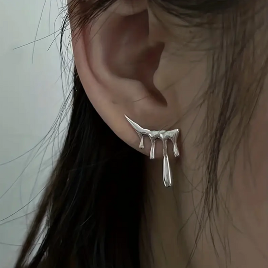 Molten Silver Drip Earrings