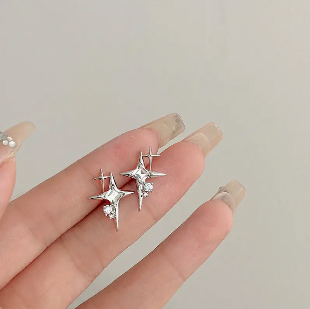 Silver Star Stud Earrings