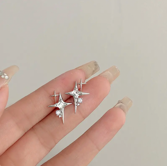 Silver Star Stud Earrings