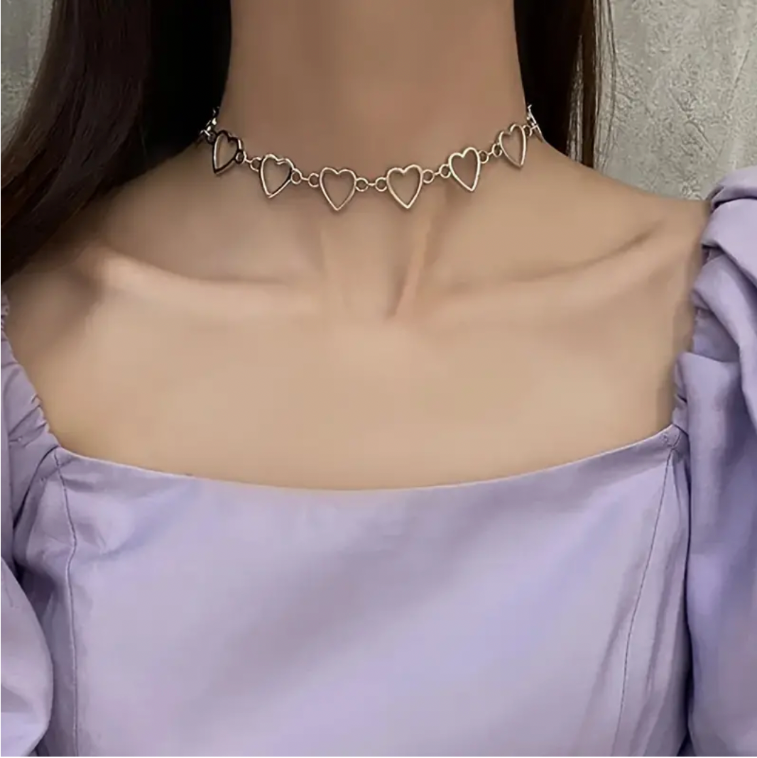 Y2K Hollow Heart Choker Necklace