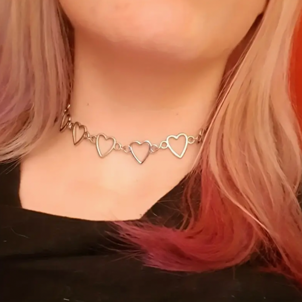 Y2K Hollow Heart Choker Necklace