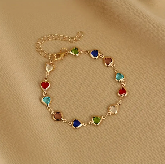 Rainbow Hearts Bracelet