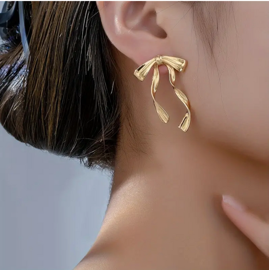 Statement Gold Bow Earrings