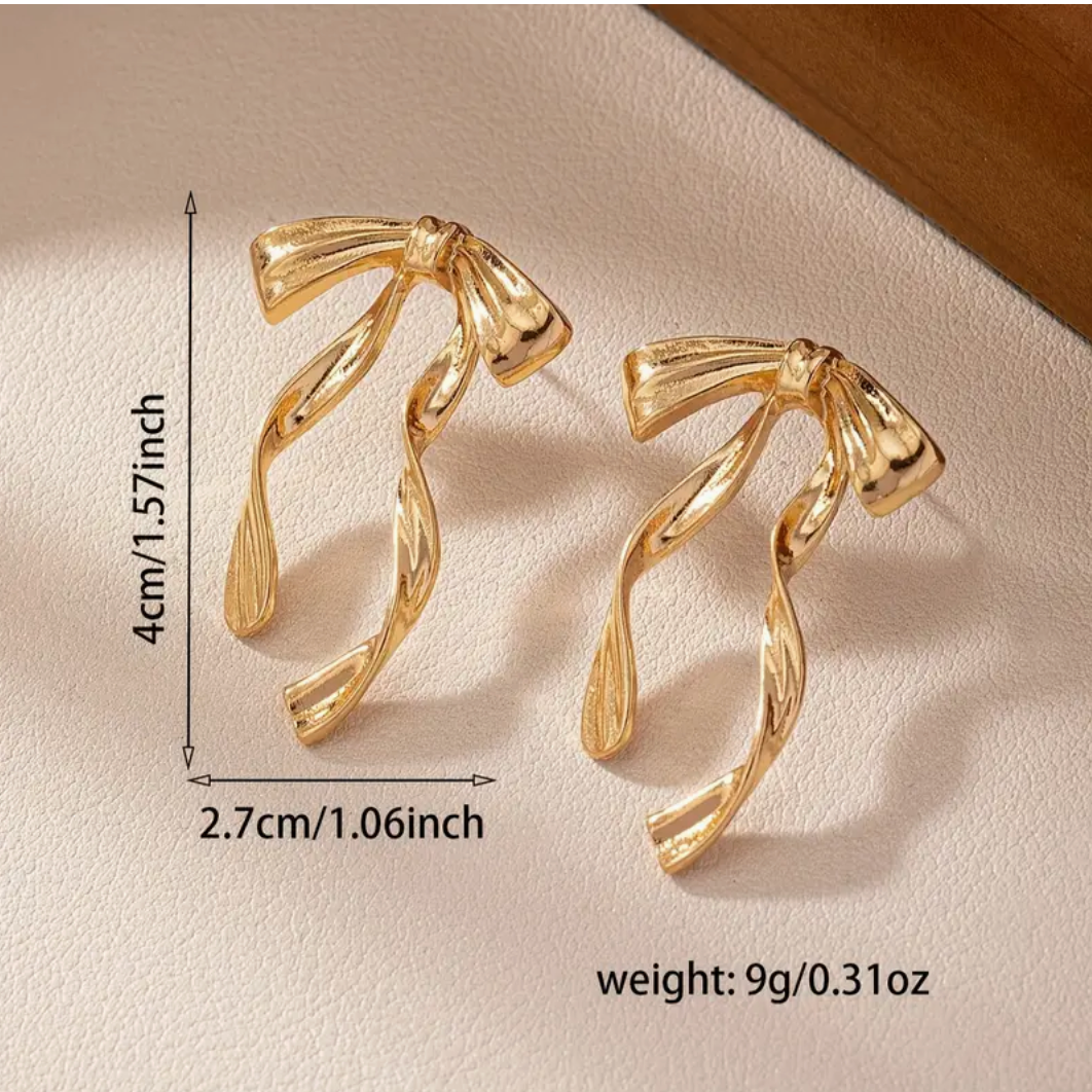 Statement Gold Bow Earrings