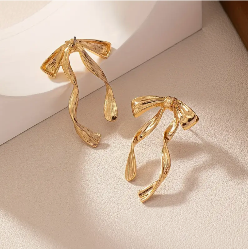 Statement Gold Bow Earrings