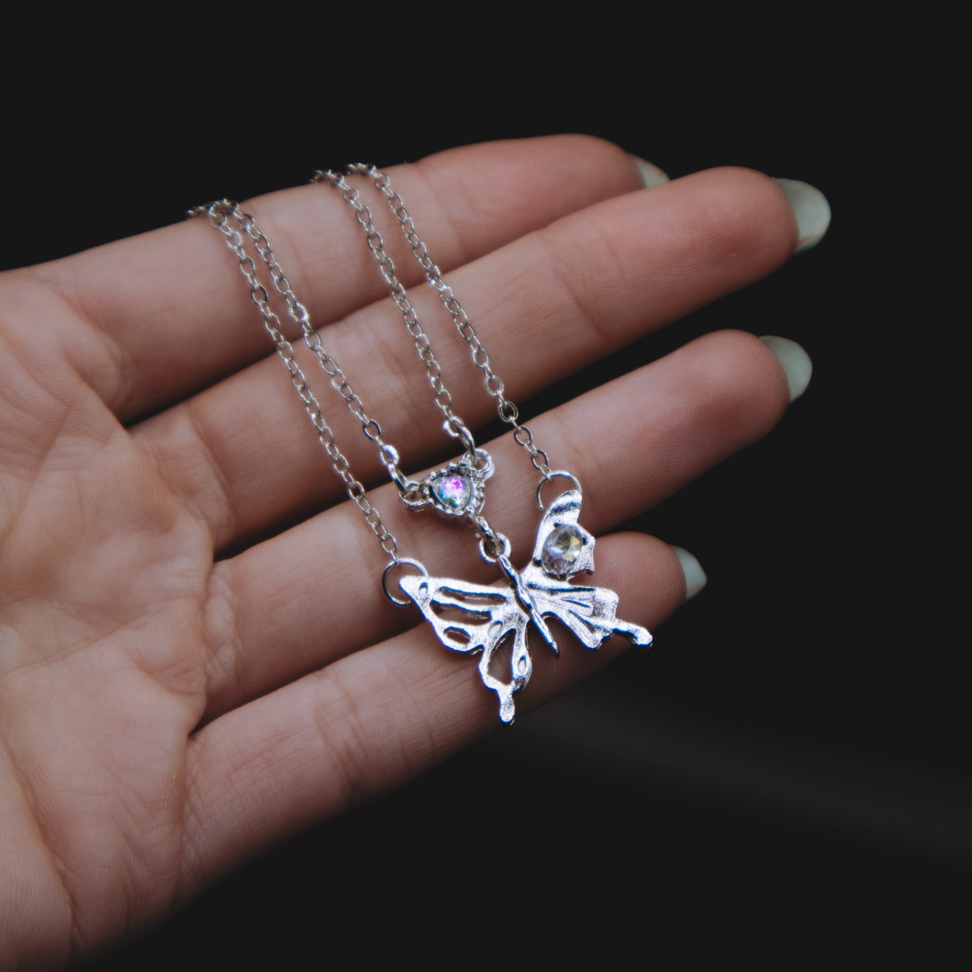 Y2K style butterfly pendant necklace