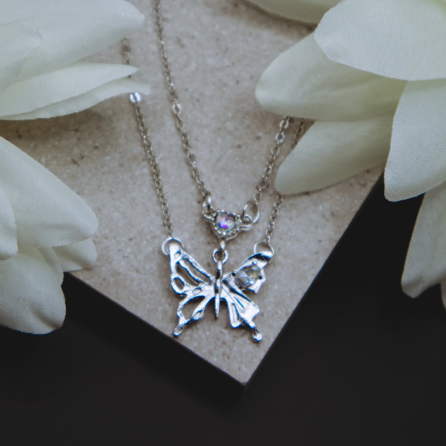 Y2K style butterfly pendant necklace