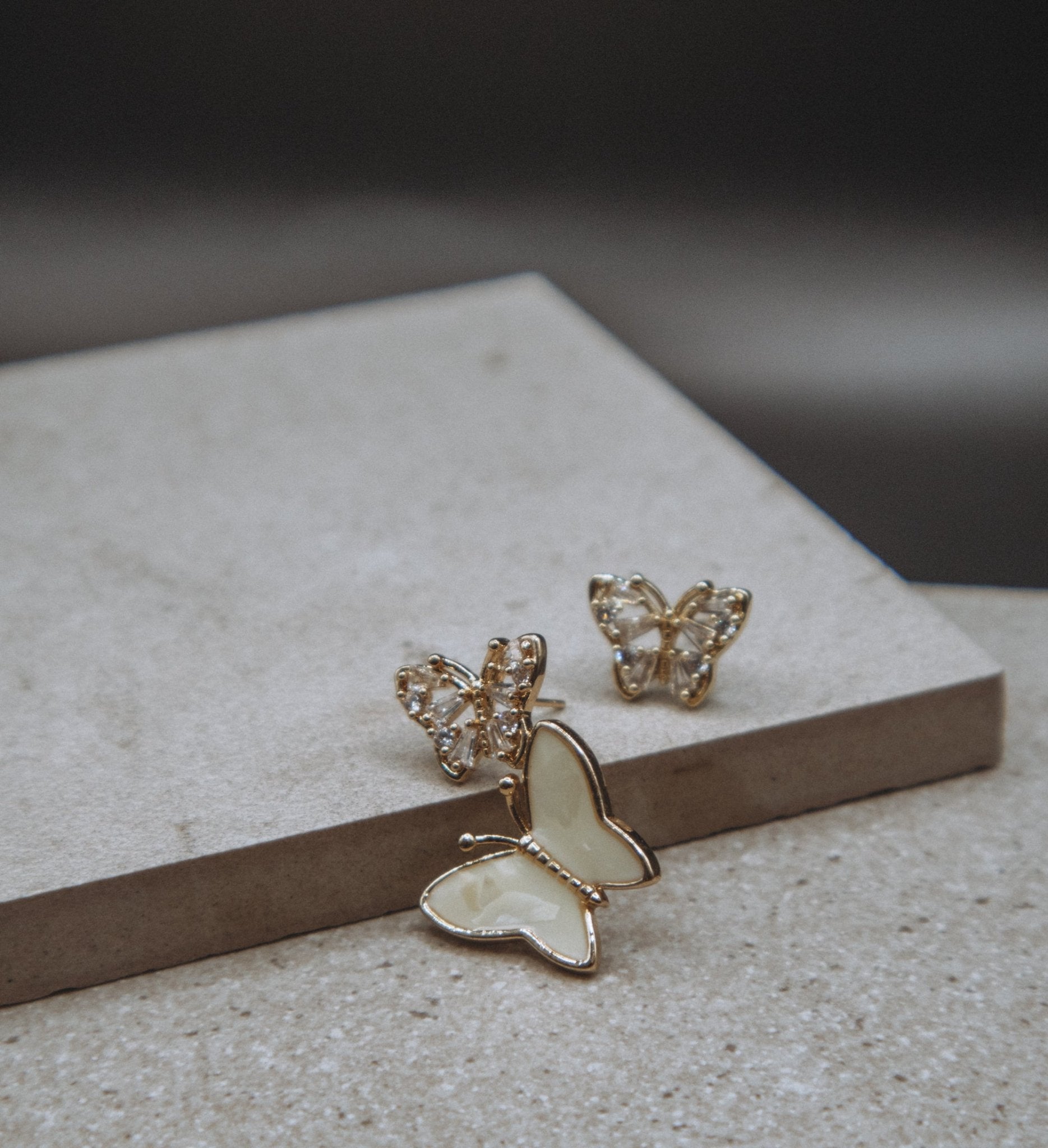 Asymmetrical Romantic Butterfly Earrings - Miruku Store - Earrings