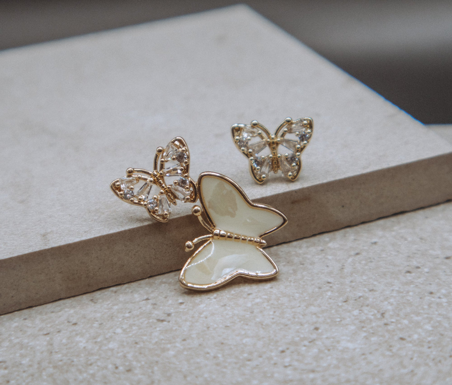 Asymmetrical Romantic Butterfly Earrings - Miruku Store - Earrings