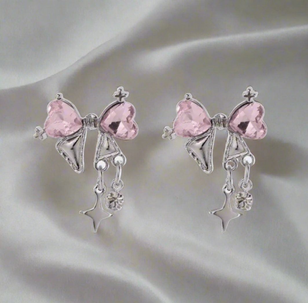 Ballet Core Pink Bow Earrings - Miruku Store - Earrings