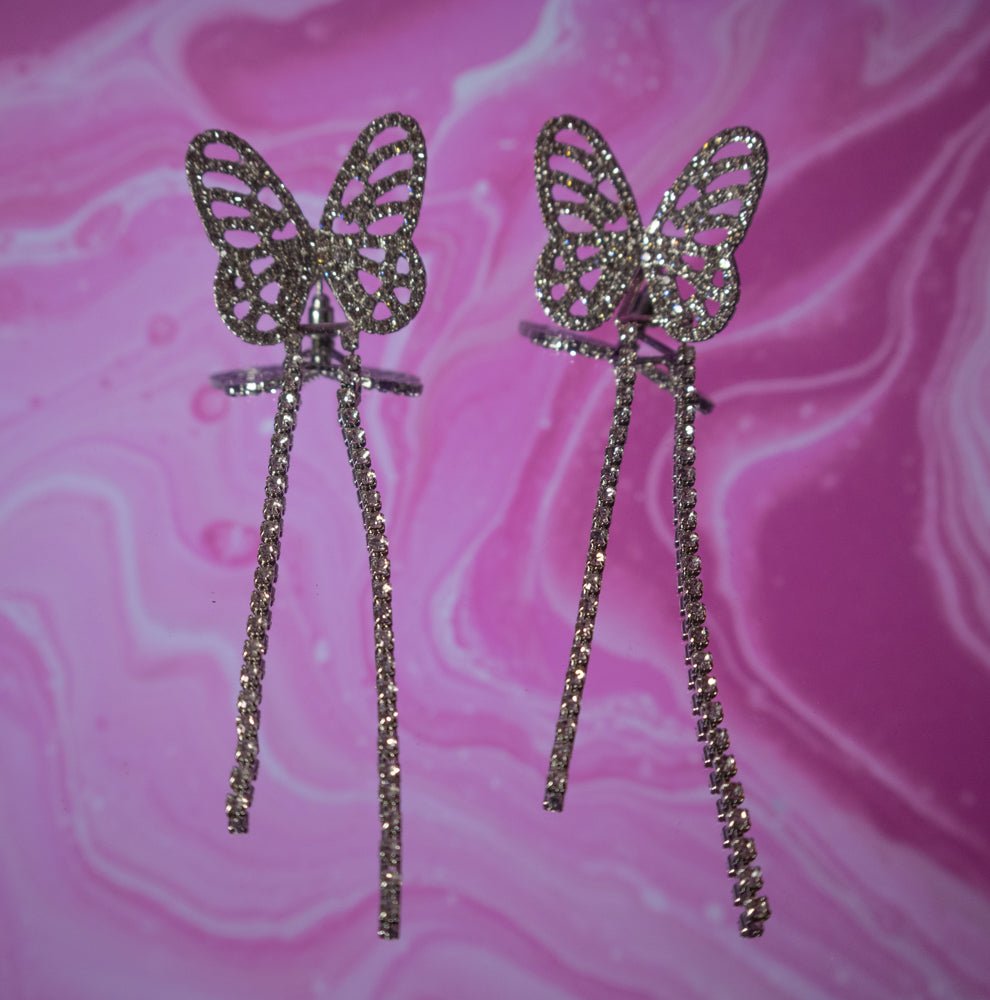 Butterfly Bling Earring with Removable Tail - Miruku Store - Earrings