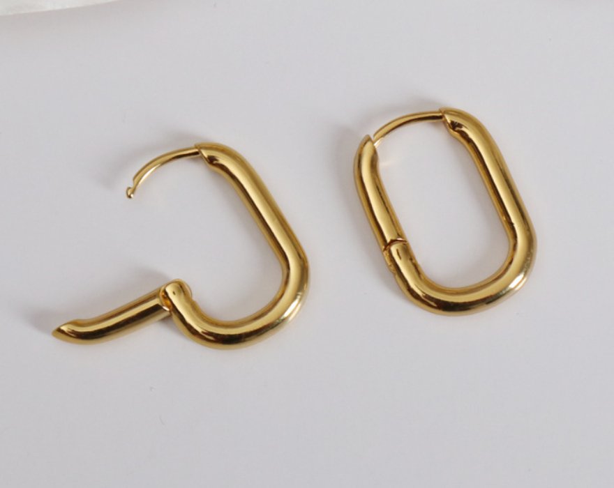 Chunky Oblong Hoop Earrings - Miruku Store - Earrings