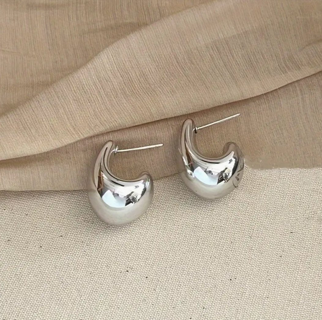 Chunky, Silver Drop - Shaped Earrings - Miruku Store - Earrings