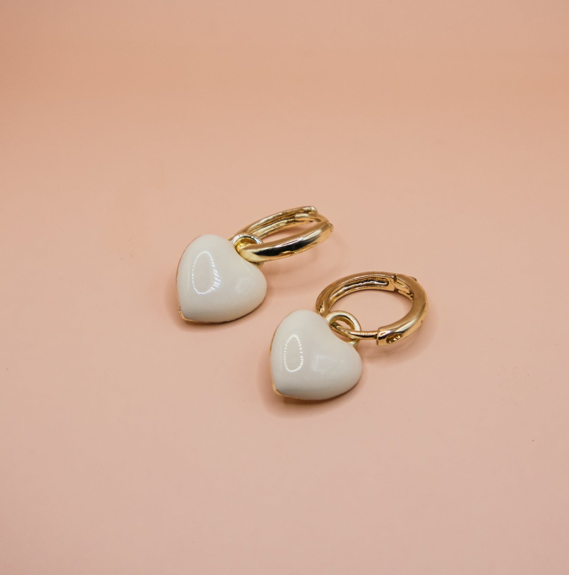 Cream Heart Huggies - Miruku Store - Earrings