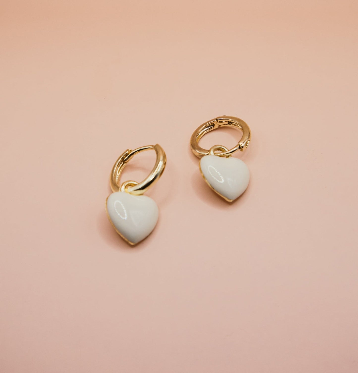 Cream Heart Huggies - Miruku Store - Earrings