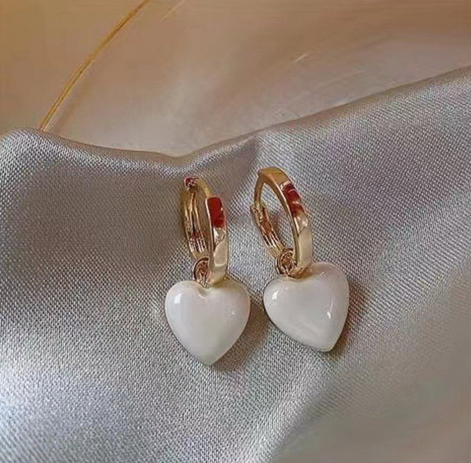 Cream Heart Huggies - Miruku Store - Earrings