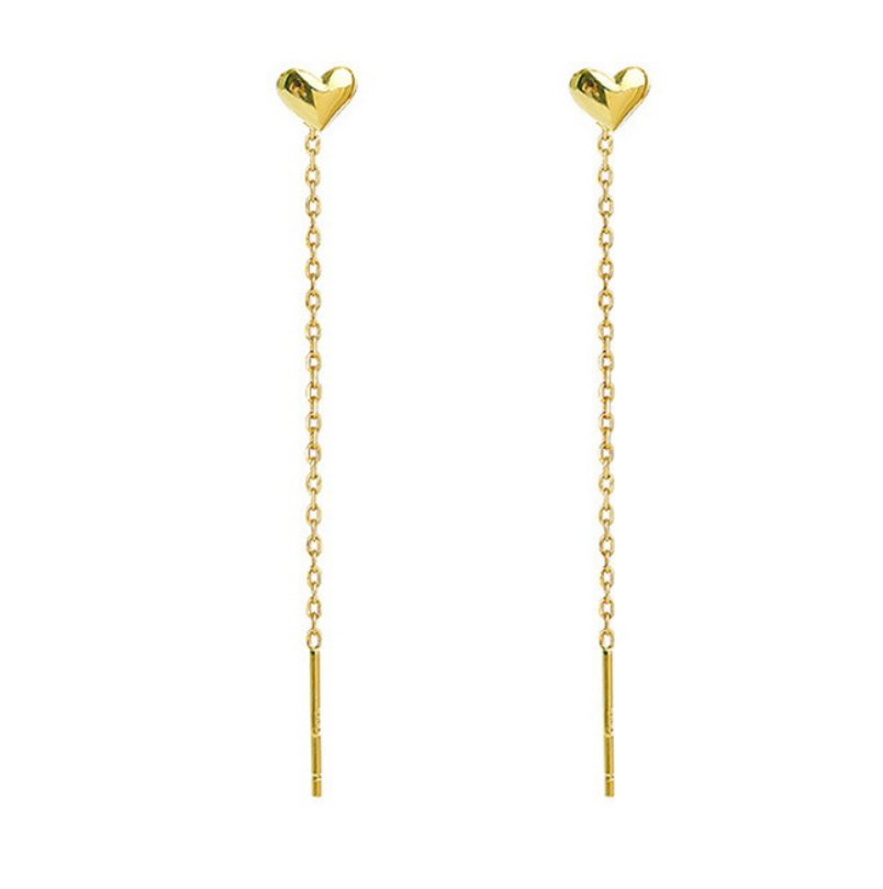 Heart and Chain Drop Earrings - Miruku Store - Earrings