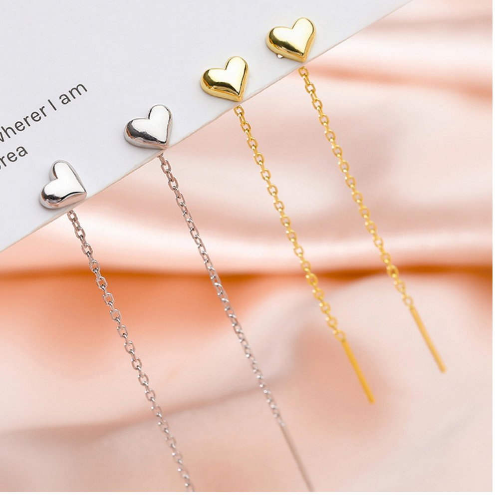 Heart and Chain Drop Earrings - Miruku Store - Earrings