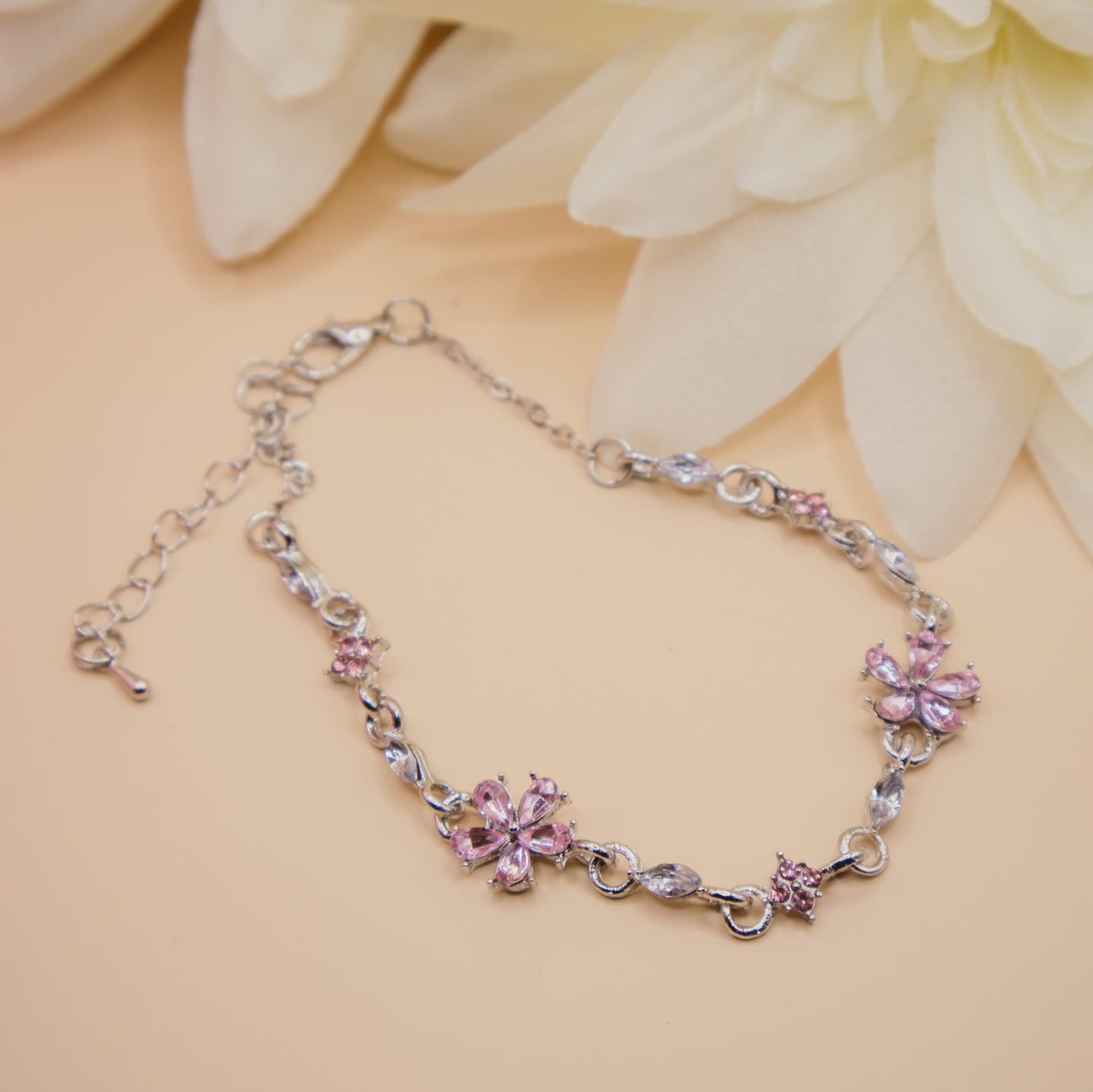 pink flower bracelet